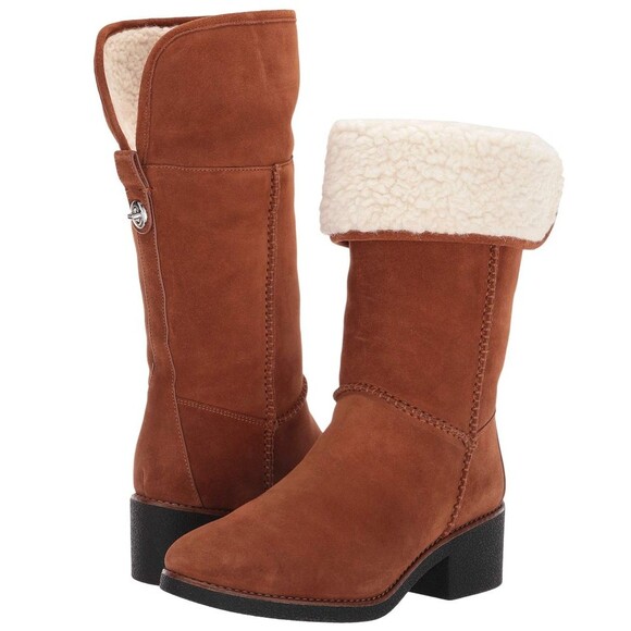 Coach Shoes - COACH Turnlock Faux Shearling Boot Women’s Suede Winter
